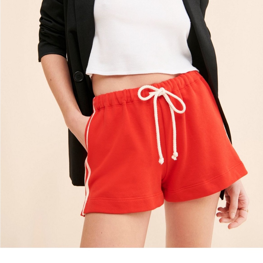 DONNI Eco Terry Stripe Sweatshorts – Drawstring Lounge